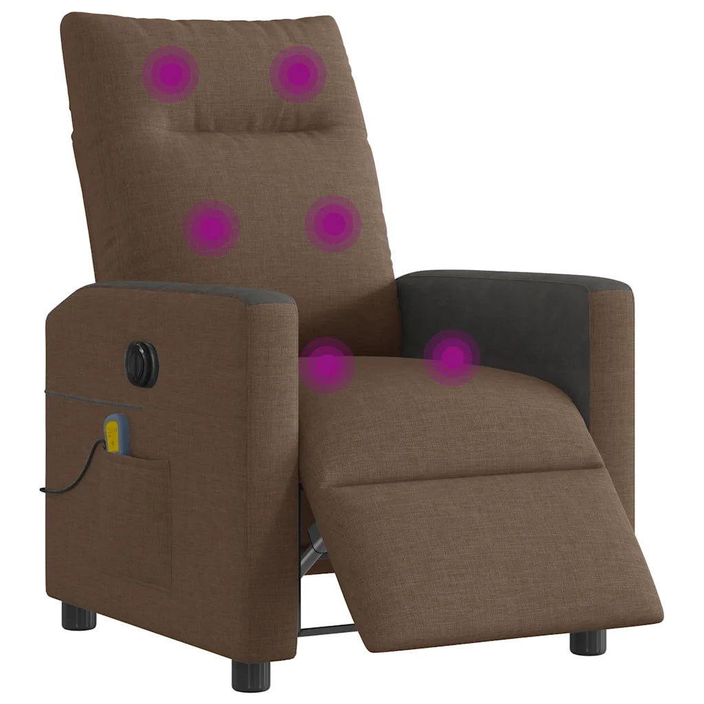 Poltrona Massaggiante | Sedia Relax Reclinabile Elettrica Marrone in Tessuto