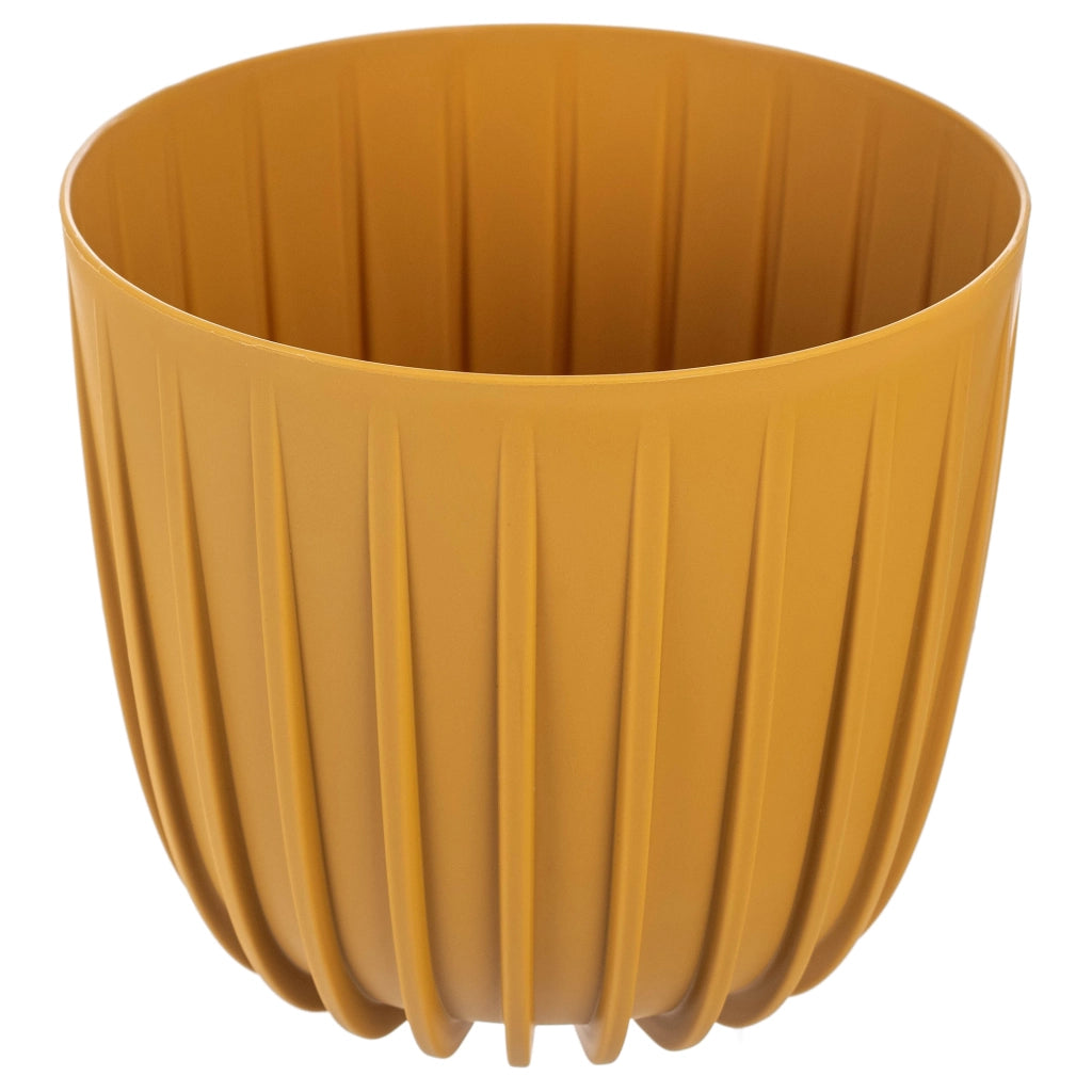 KADAX Vaso da fiori, coprivaso rotondo da 12,5 cm in plastica, supporto per fiori giallo