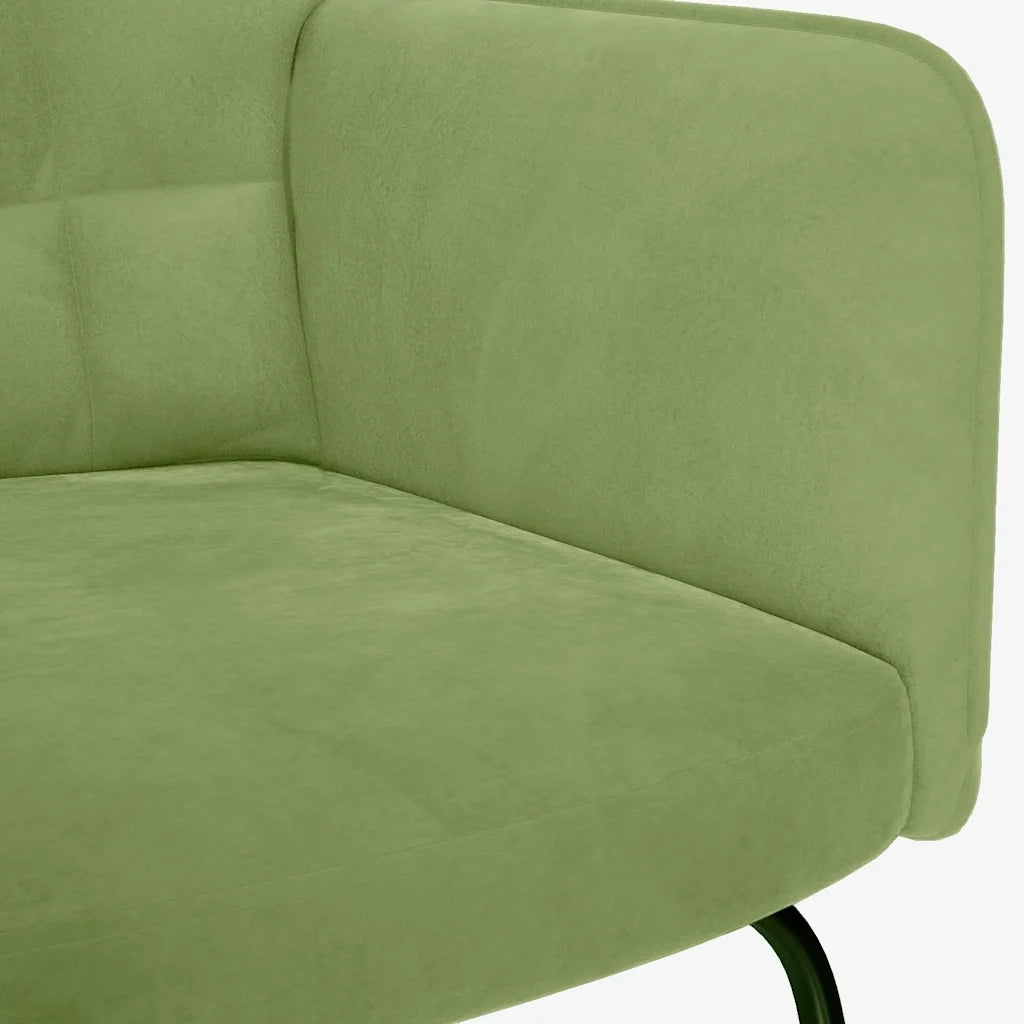vidaXL Poltrona a Dondolo con Poggiapiedi Verde Chiaro in Velluto