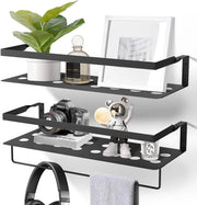 Set di Pannelli di Parete Metallici, Pannelli di Parete per Bagno e Cucina da 2, Pannello di Parete Metallico 40cm con Portaasciugamani, per Salotto, Cucina, Bagno, Studio, Nero