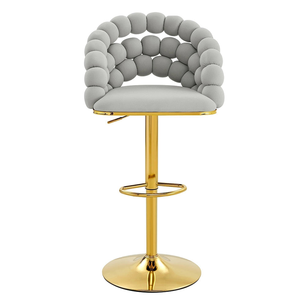 Set 2 sgabelli bar - Xylo - velluto grigio chiaro gambe dorate