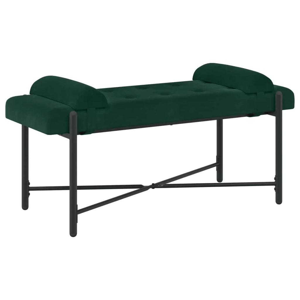 Panchina con bottoni e cuscini Verde Scuro 110 x 40 x 46 cm 42038387
