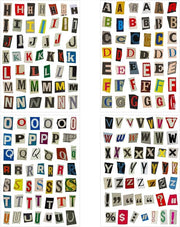 Etichette alfabetiche in 181 pezzi - Etichette per lettere - Etichette per cartelle - Stickers per album - Stickers per artigianato - Pagine colorate per carta da collezione