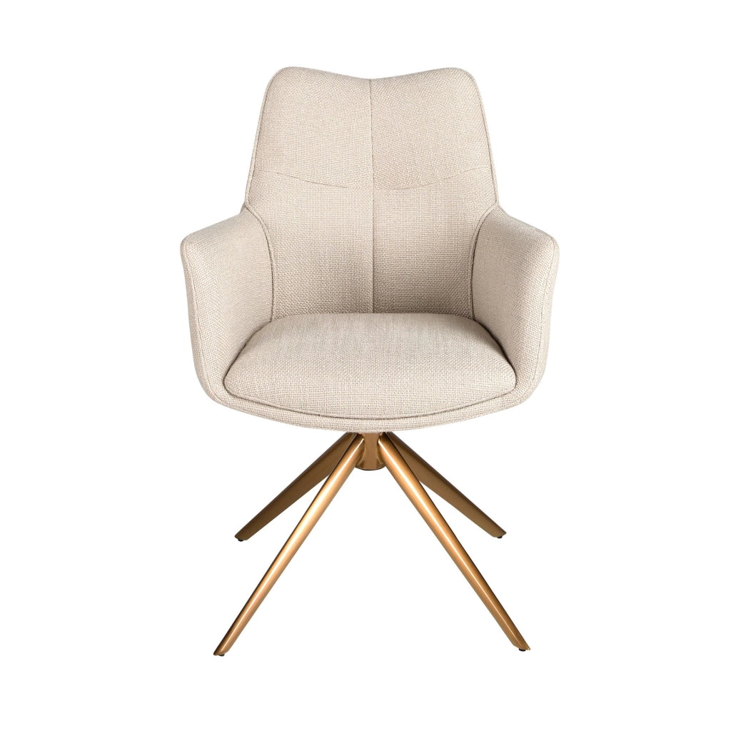 Sedia girevole in tessuto crema