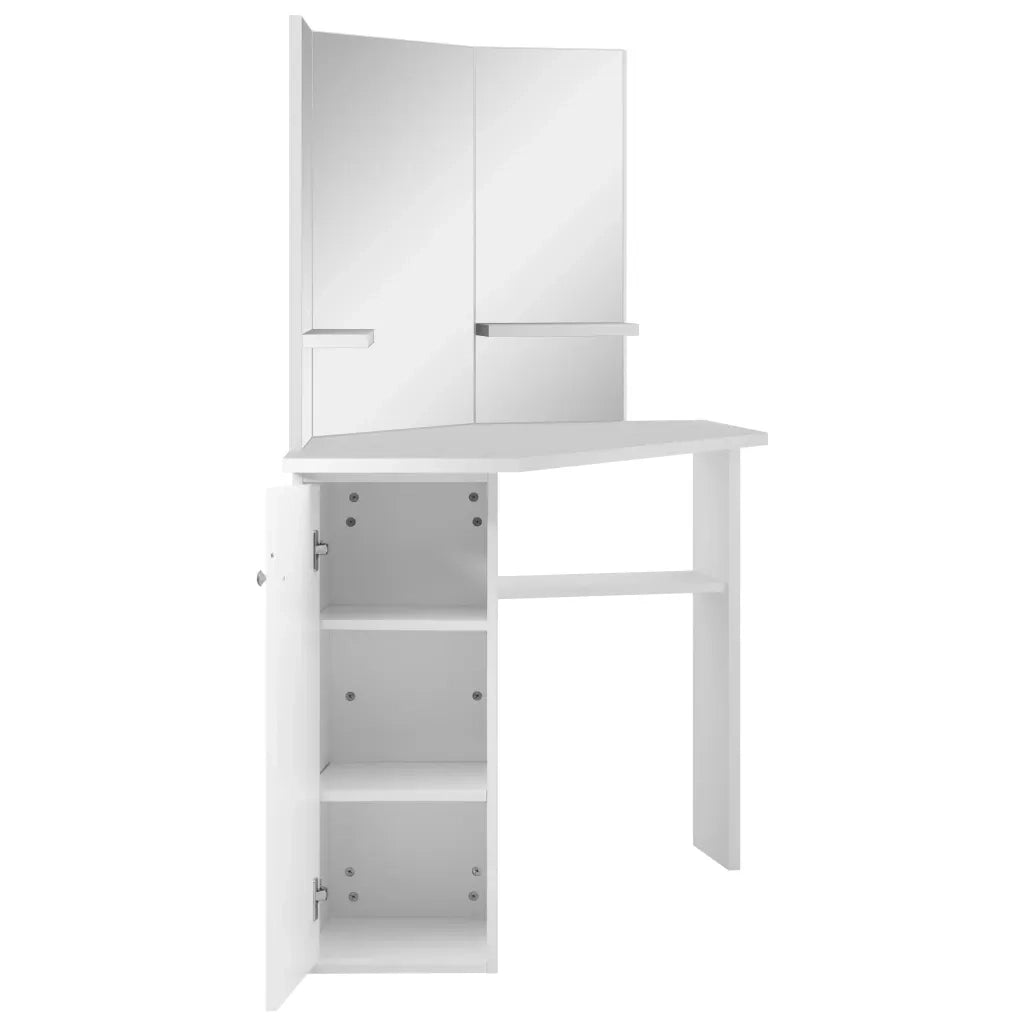 Toeletta-Tavolino da Trucco ad Angolo Bianco