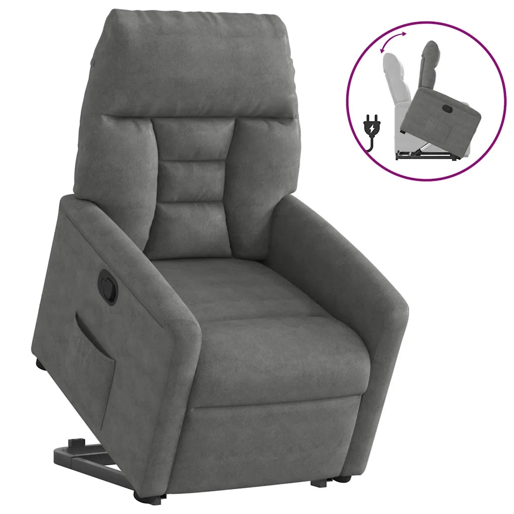 Divano Sedia-Poltrona Alzapersona Reclinabile Grigio Scuro Microfibra
