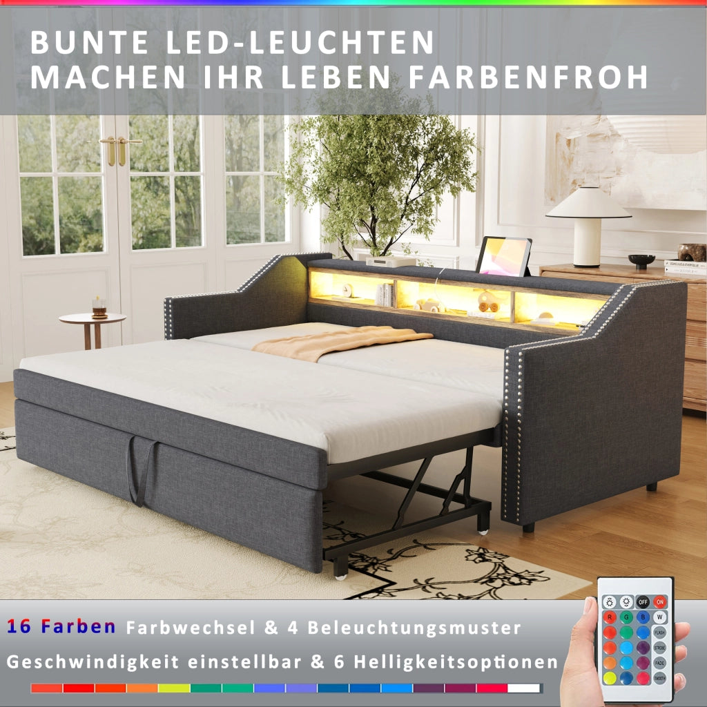 Letto sofa estraibile tessuto in juta 180x190 cm