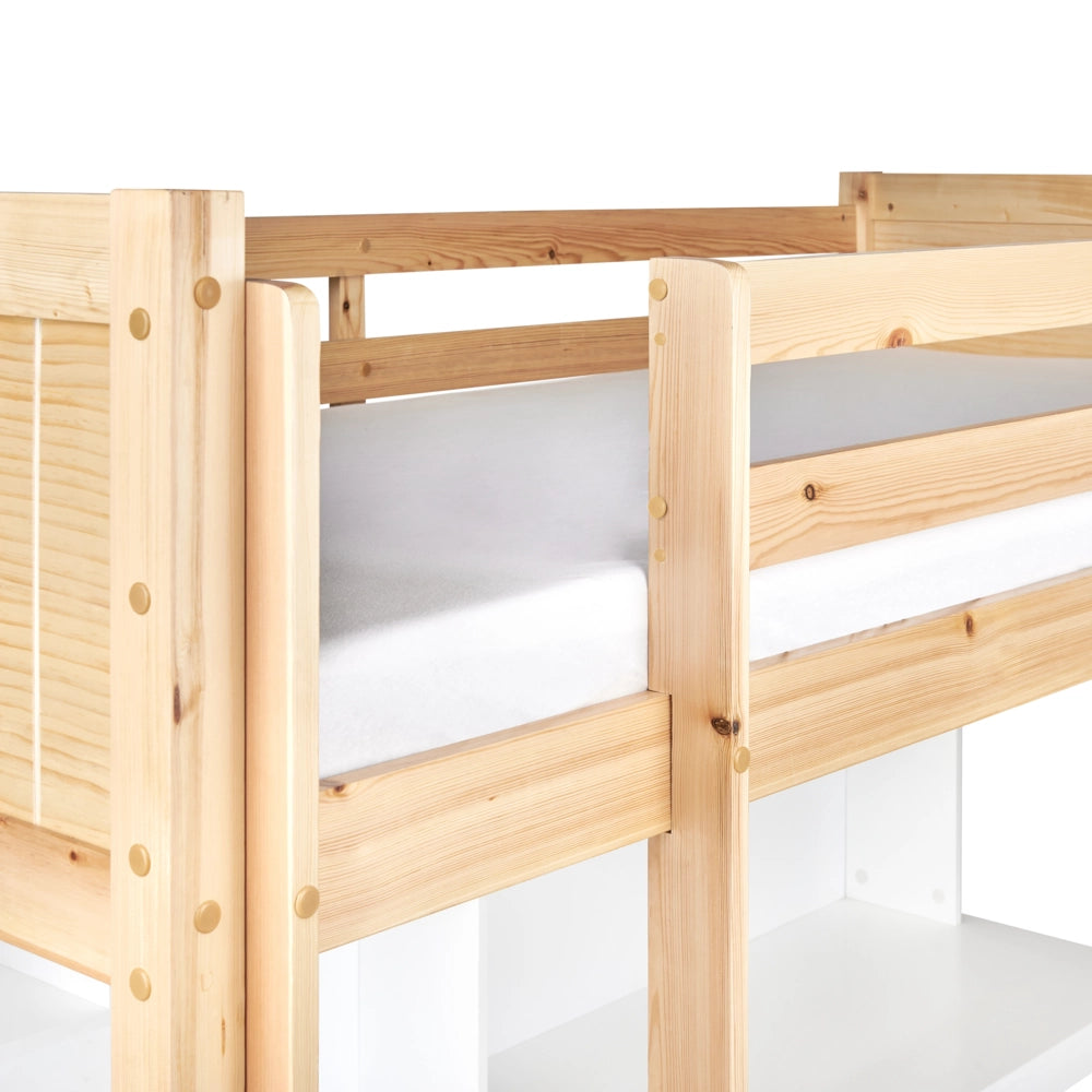 Letto alto per bambini Struttura in legno di pino chiaro con scrivania e letto a soppalco Camera dei bambini e multifunzionale
