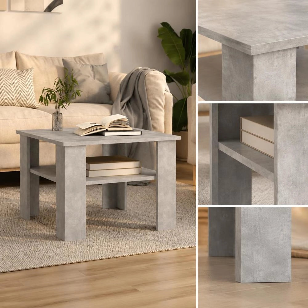 Coffee Table Concrete Grey 60x60x42 Cm Wood Material