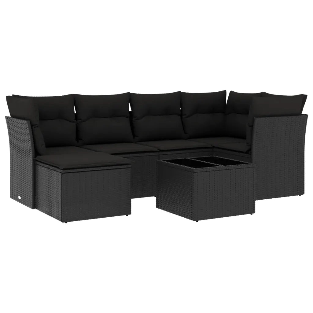 Set Divani da Giardino con Cuscini 7pz Nero Polyrattan 3217955