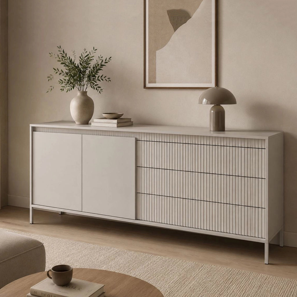 Madia Hatone, Credenza 3 Cassetti, 187x40x81h cm Beige