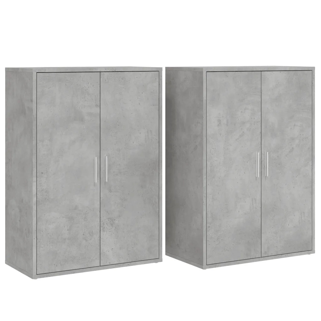 Credenze 2 pz | Madia | Buffet da pranzo | Armadio da pranzo Grigio Cemento 60x31x84 cm in Legno Multistrato