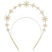 Cintura per capelli a forma di corona - doppia fascia - decorazione a strass a forma di stella - facile da trasportare - struttura flessibile - sicura per la pelle - larghezza 14,5 cm - modello per corona