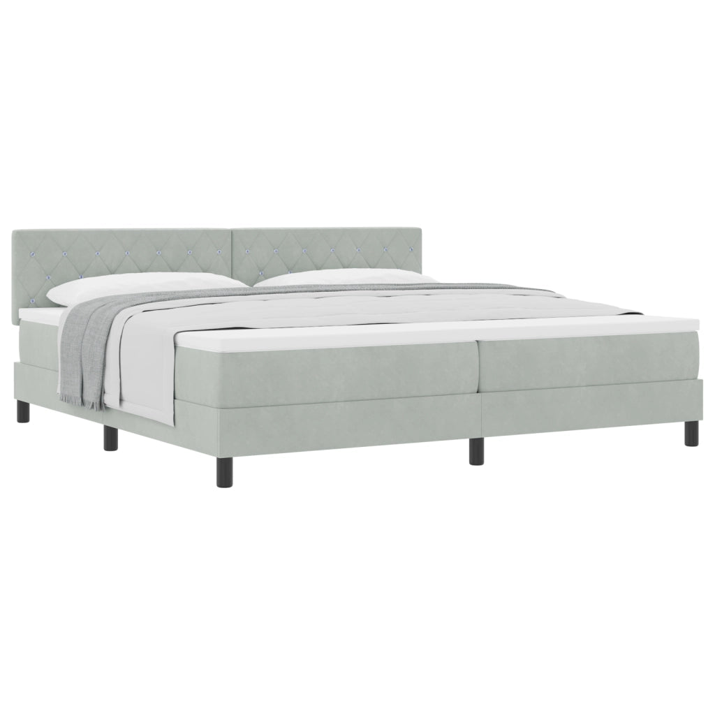 Letto Box Spring  con Materasso Grigio Chiaro 200x200 cm Velluto