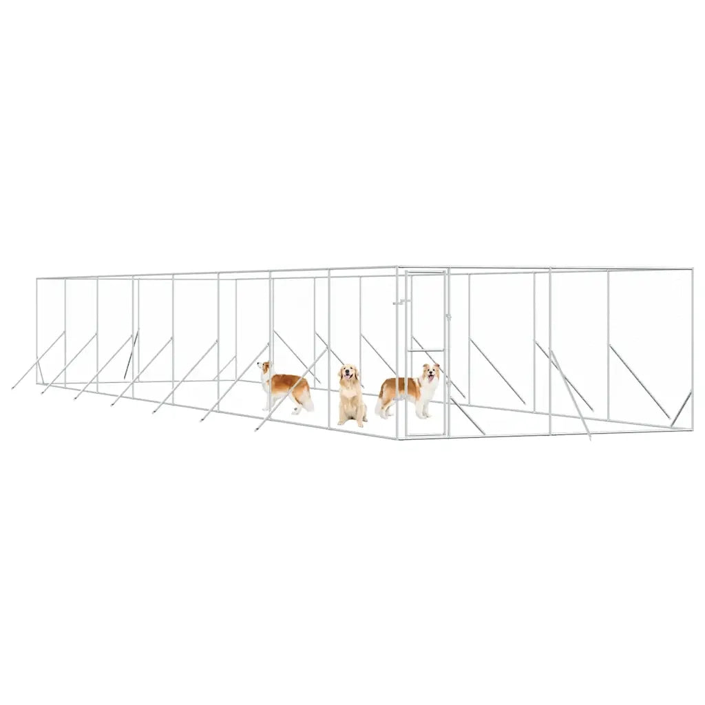 Cuccia per Cani da Esterno Argento 4x16x2 m in Acciaio Zincato 3190458