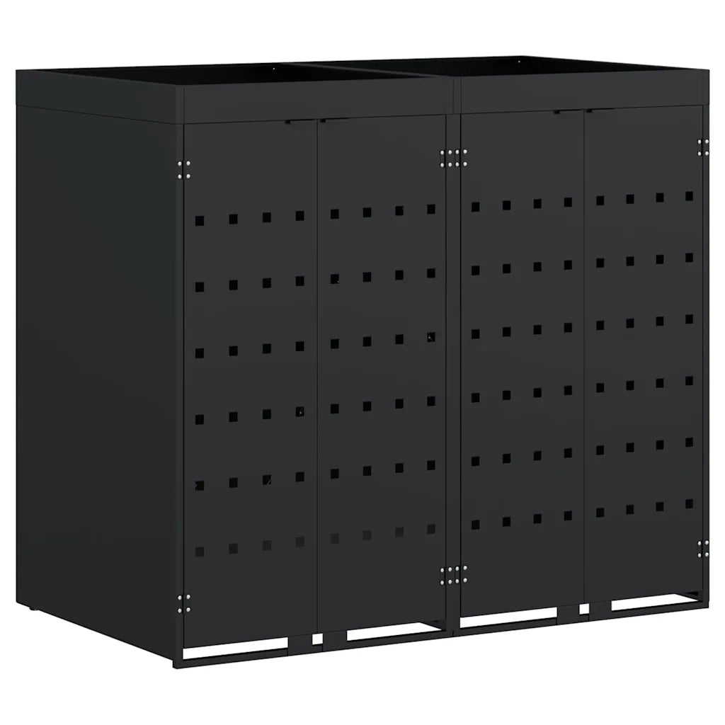 Contenitore per Rifiuti per 2 Bidoni Nero 136 x 77,5 x 121,5 cm