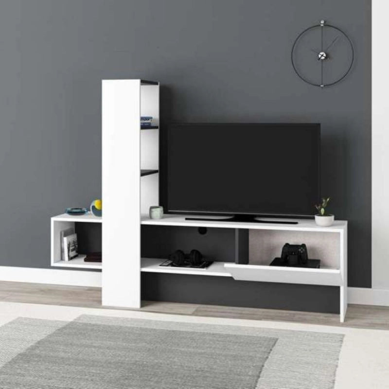 Mobile porta TV Troya bianco antracite con anta a ribalta