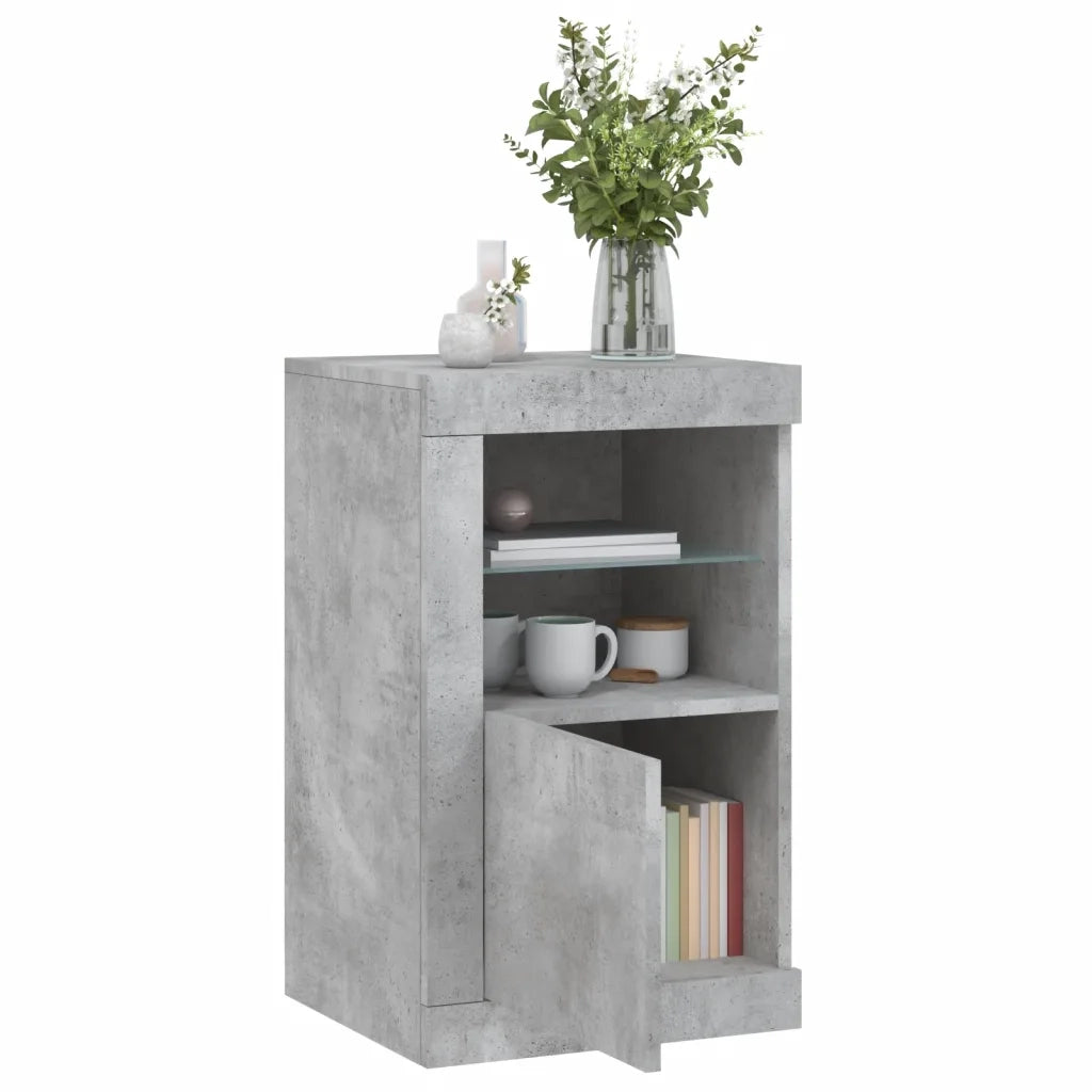Armadietti con Luci LED 2pz Grigio Cemento in Legno Multistrato 836637