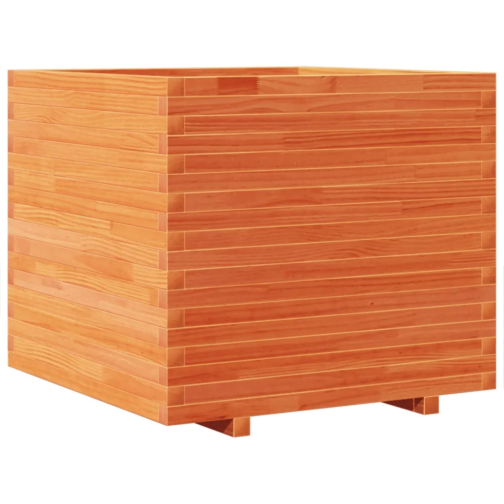 Fioriera | Cassetta per fiori | Vaso Giardino Marrone Cera 80x80x72 cm Legno Massello Pino