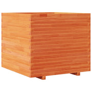 Fioriera | Cassetta per fiori | Vaso Giardino Marrone Cera 80x80x72 cm Legno Massello Pino