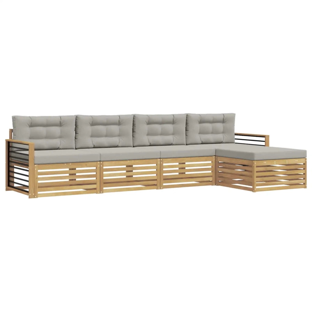 Set di divani da esterno 5 pcs Bianco e Grigio Chiaro 3390336