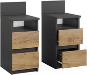 Comodino Monty, Antracite/quercia dorata, 25 x 59.1 cm Set di 2