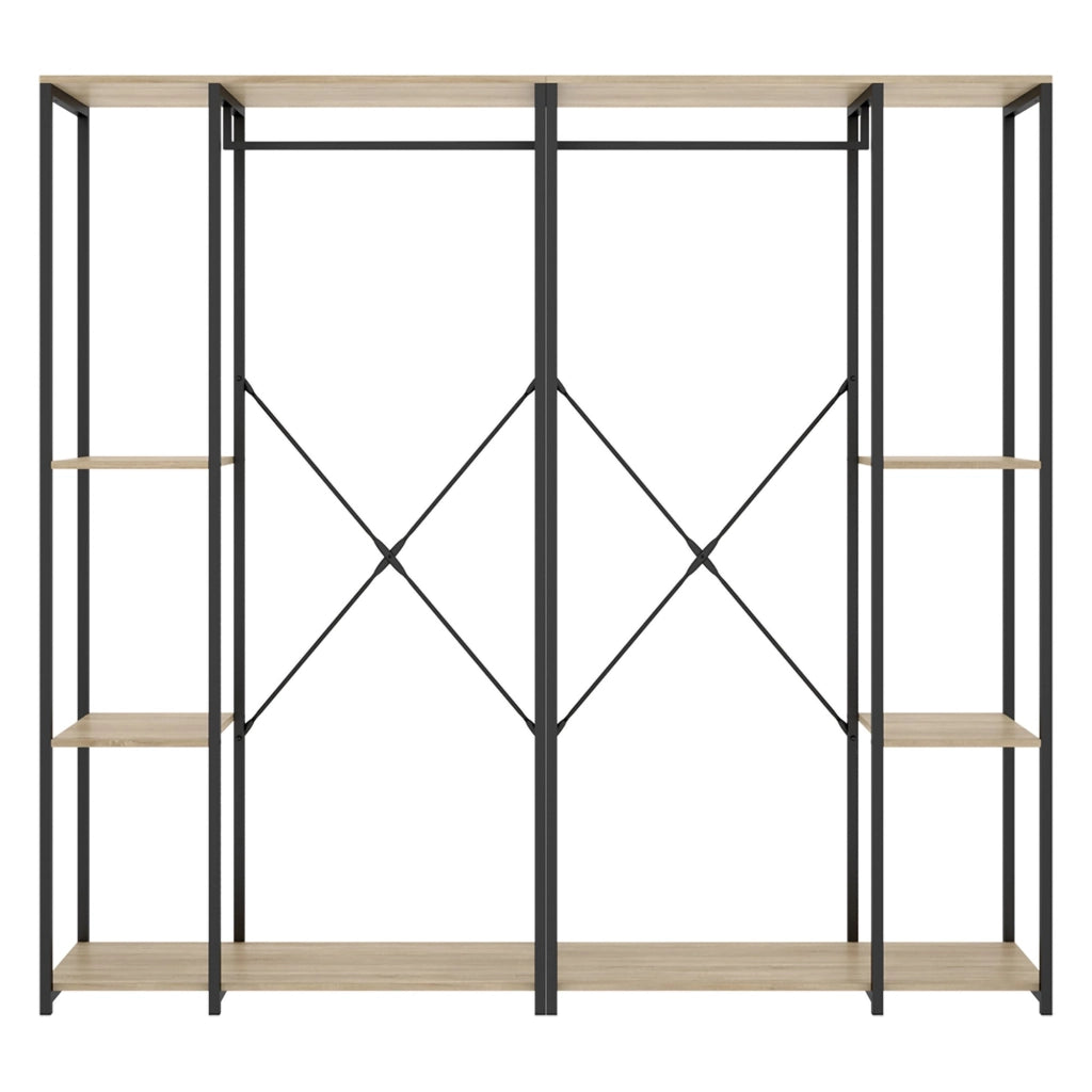 Armadio Camera da Letto Dalton, Guardaroba Grande 5 Ripiani, 40x167h cm Marrone Rovere