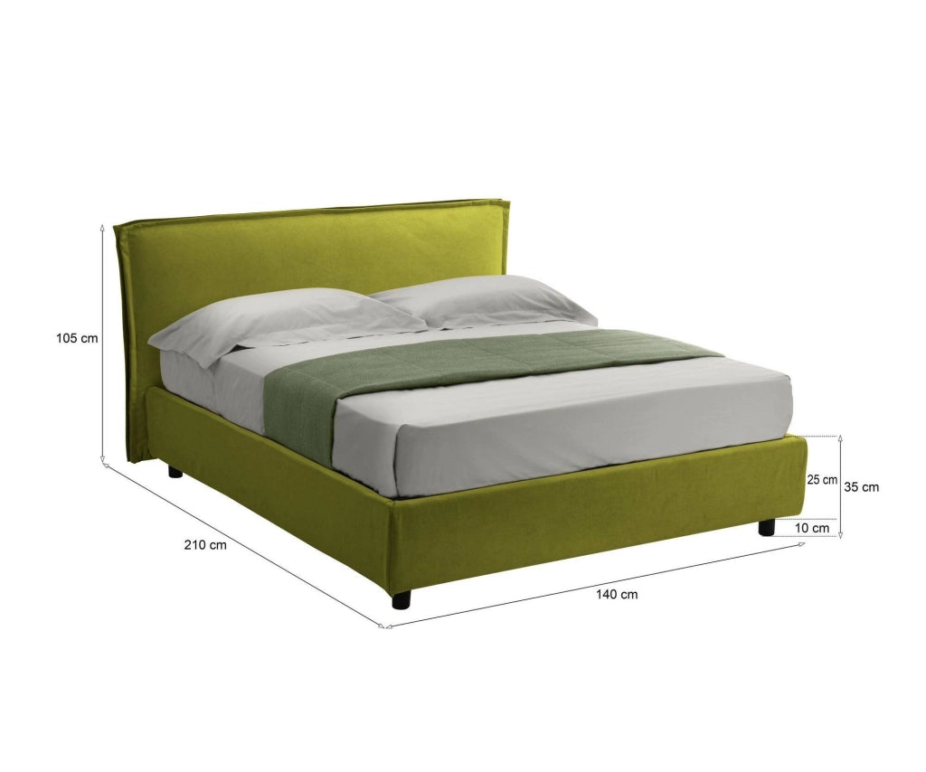Bronte, Letto Alla Francese Sfoderabile Made in Italy, Verde
