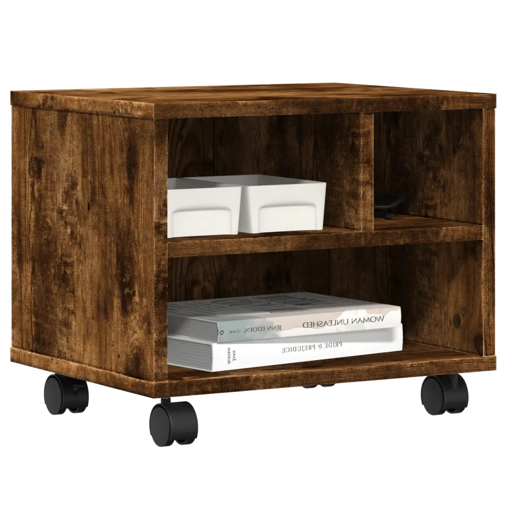 Supporto per Stampante con Ruote Rovere Fumo 41x32x34,5 cm