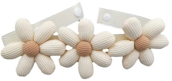 2 pezzi di strisce per tende con fiori senza fori, fiori per tende carini e freschi, accessori per tende regolabili (beige)