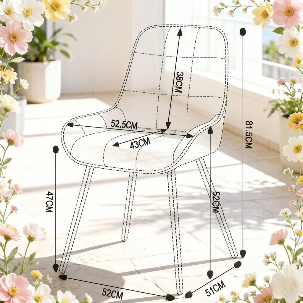 SEDIE da pranzo Set 4 pezzi in velluto nero, altezza seduta 47 cm