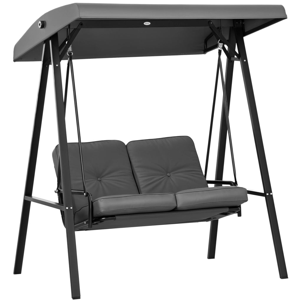 Altalena da Giardino 2 Posti con Tetto Regolabile ¨C zephmum ¨C Grigio Scuro 145x116x172 cm