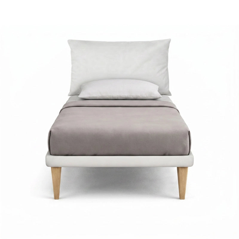 Letto imbottito Singolo 80x200 cm Soft - Bianco,Similpelle,Con rete