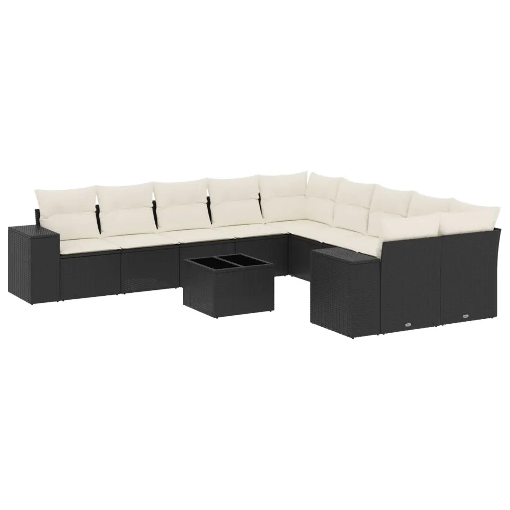 Set Divani da Giardino 11 pz con Cuscini in Polyrattan Nero 3223115
