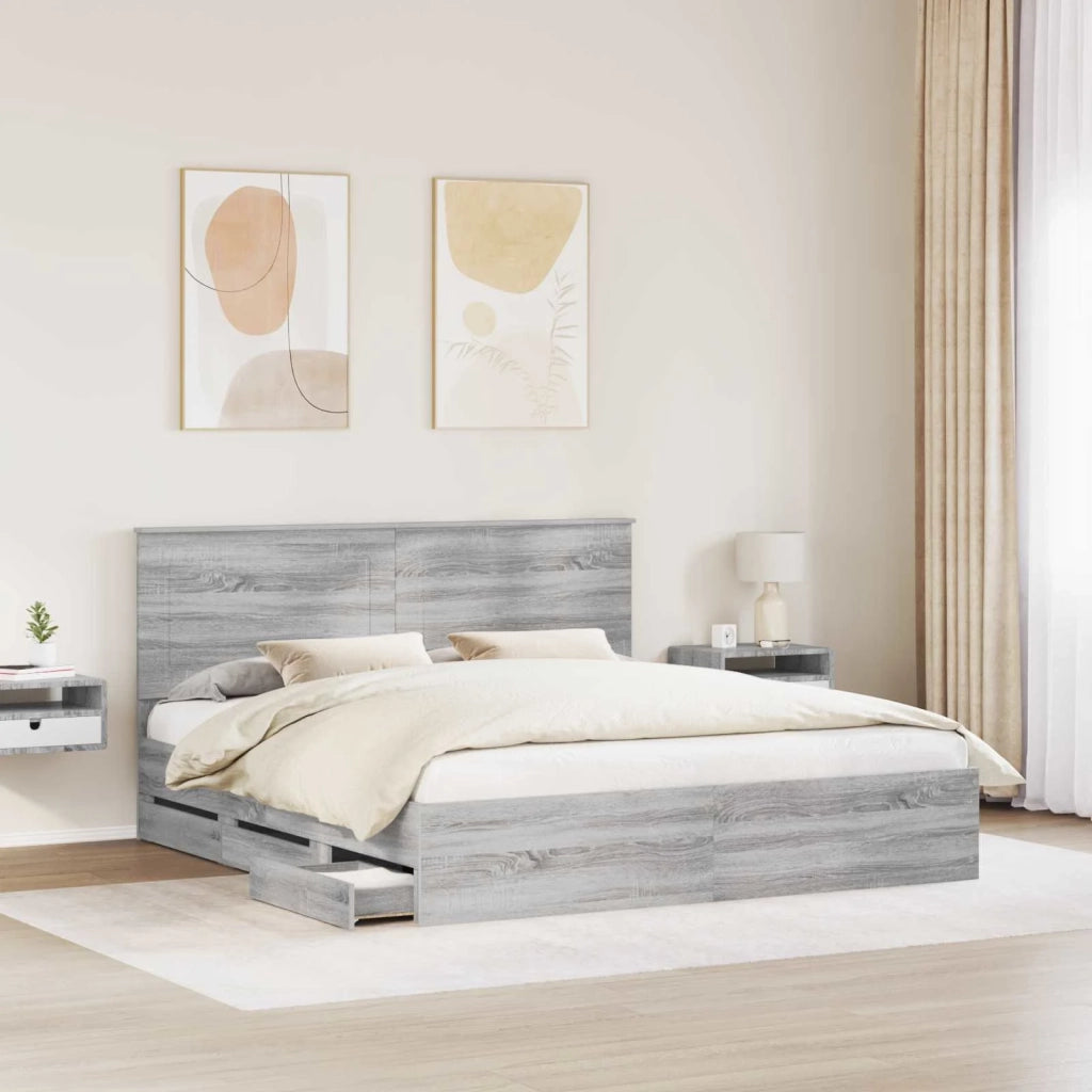 Struttura del letto con cassetto Grigio Sonoma 180 x 200 cm