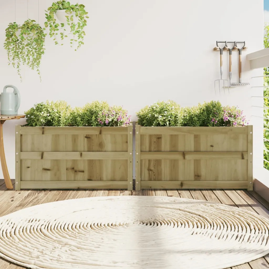 2 pz Fioriere | Cassetta per fiori | Vaso da Giardino in Legno di Pino Impregnato