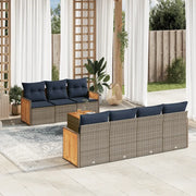 Set Divani da Giardino 8 pz con Cuscini Grigio in Polyrattan 3227489