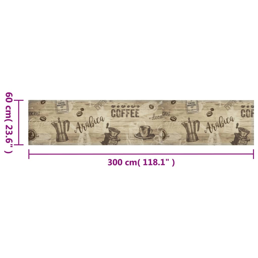 Tappetino da cucina lavabile design elegante assorbente 300 x 60 cm velluto marrone 02_0056419