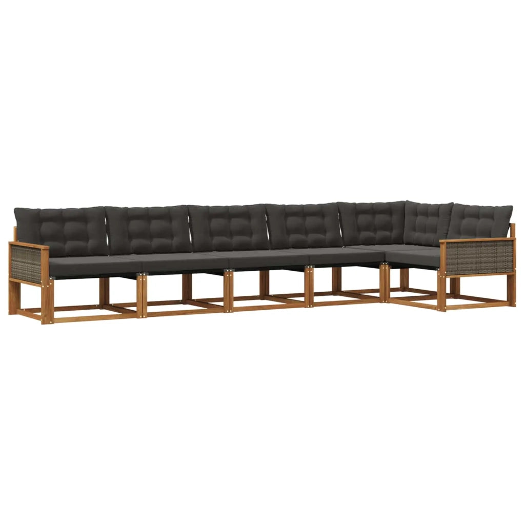 Set di divani da esterno 6 pz Naturale e Nero 3381452