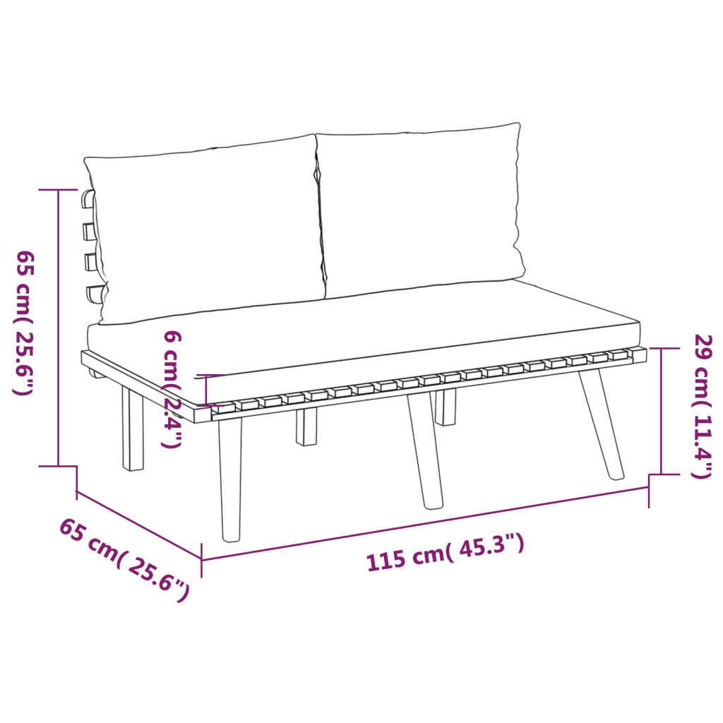 Set Divani da Giardino 3 pz con Cuscini in Massello di Acacia cod mxl 38193