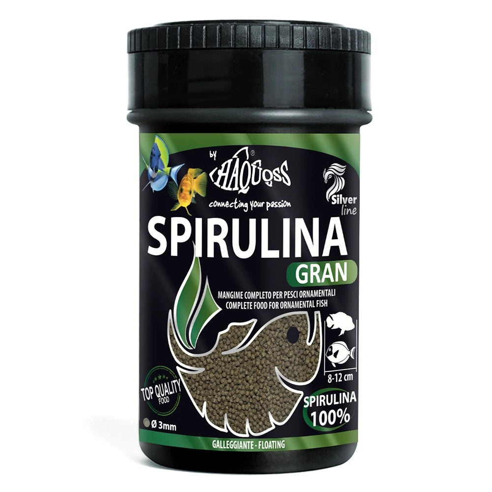 Haquoss Spirulina Gran - mangime vegetale in granuli a base di alga spirulina Formato: 100 ml