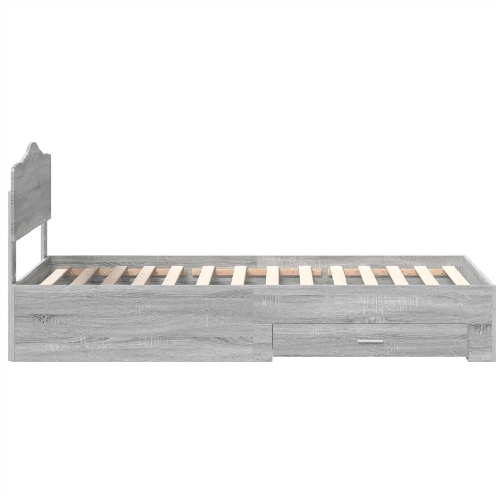 Struttura del letto con testiera Grigio Sonoma 100 x 200 cm