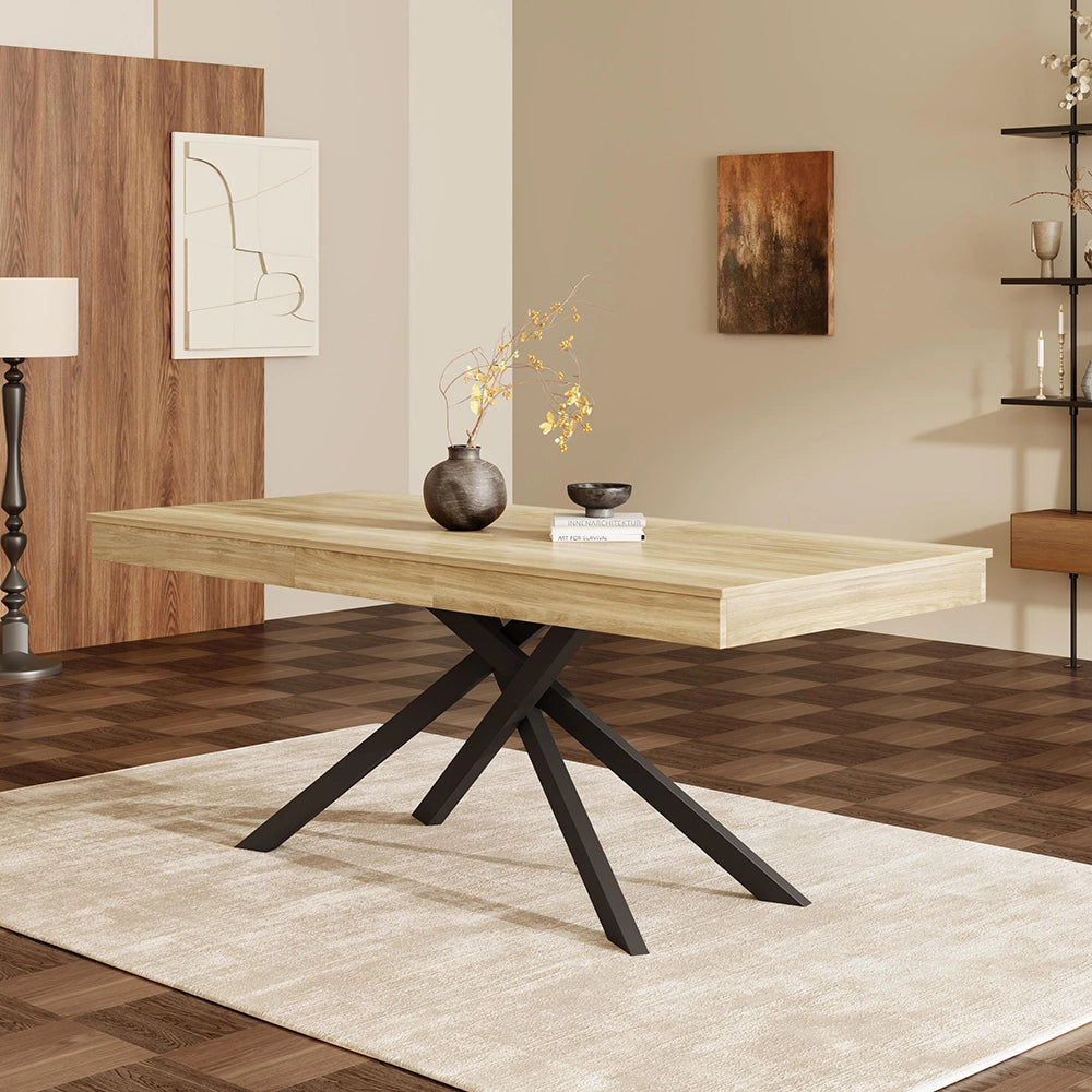 Tavolo Estensibile Xylo 140/180x80cm - Quercia e Piedi Metallici