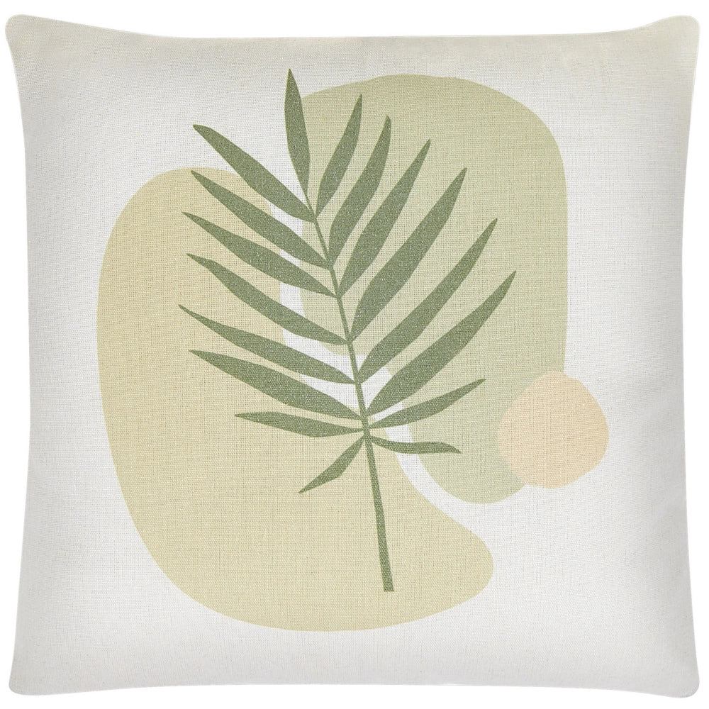 Set di 2 cuscini con motivo a foglia 45 x 45 cm di colore verde e beige salotto camera da letto stile boho moderno