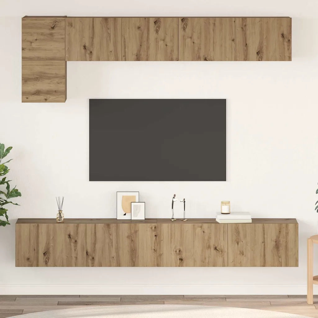 Set mobile TV 5 pz-Set di 5 Credenza per TV Rovere artigianale Legno multistrato 619845