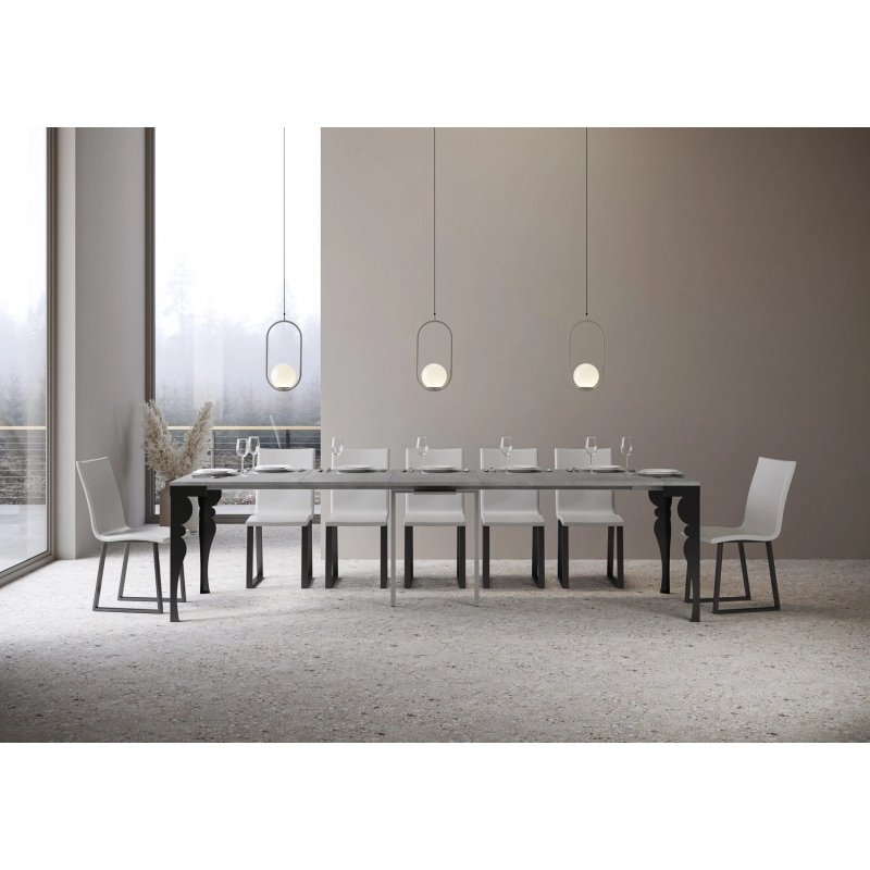 Consolle allungabile 90x40/300 cm Paxon Evolution telaio Antracite - Cemento
