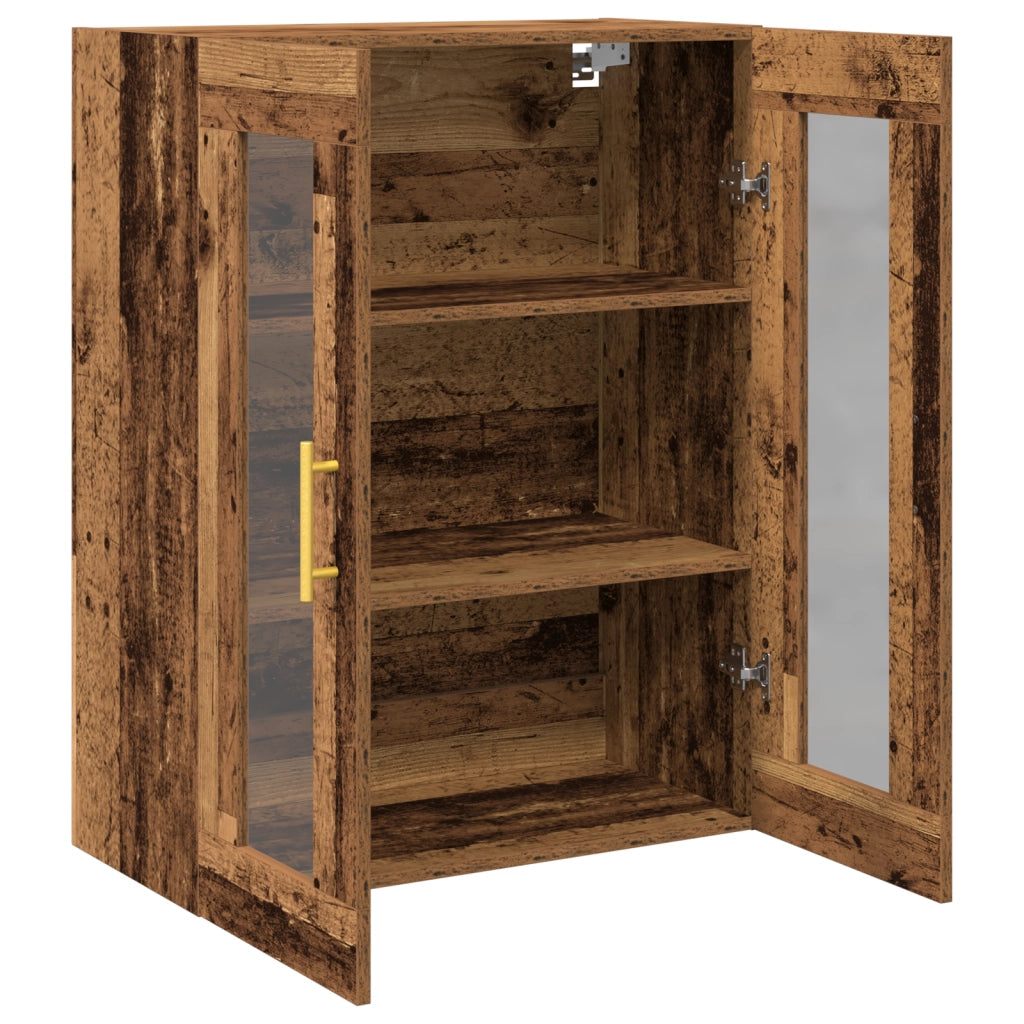 Armadio a muro con porte in vetro in legno antico 69,5x34x90 cm