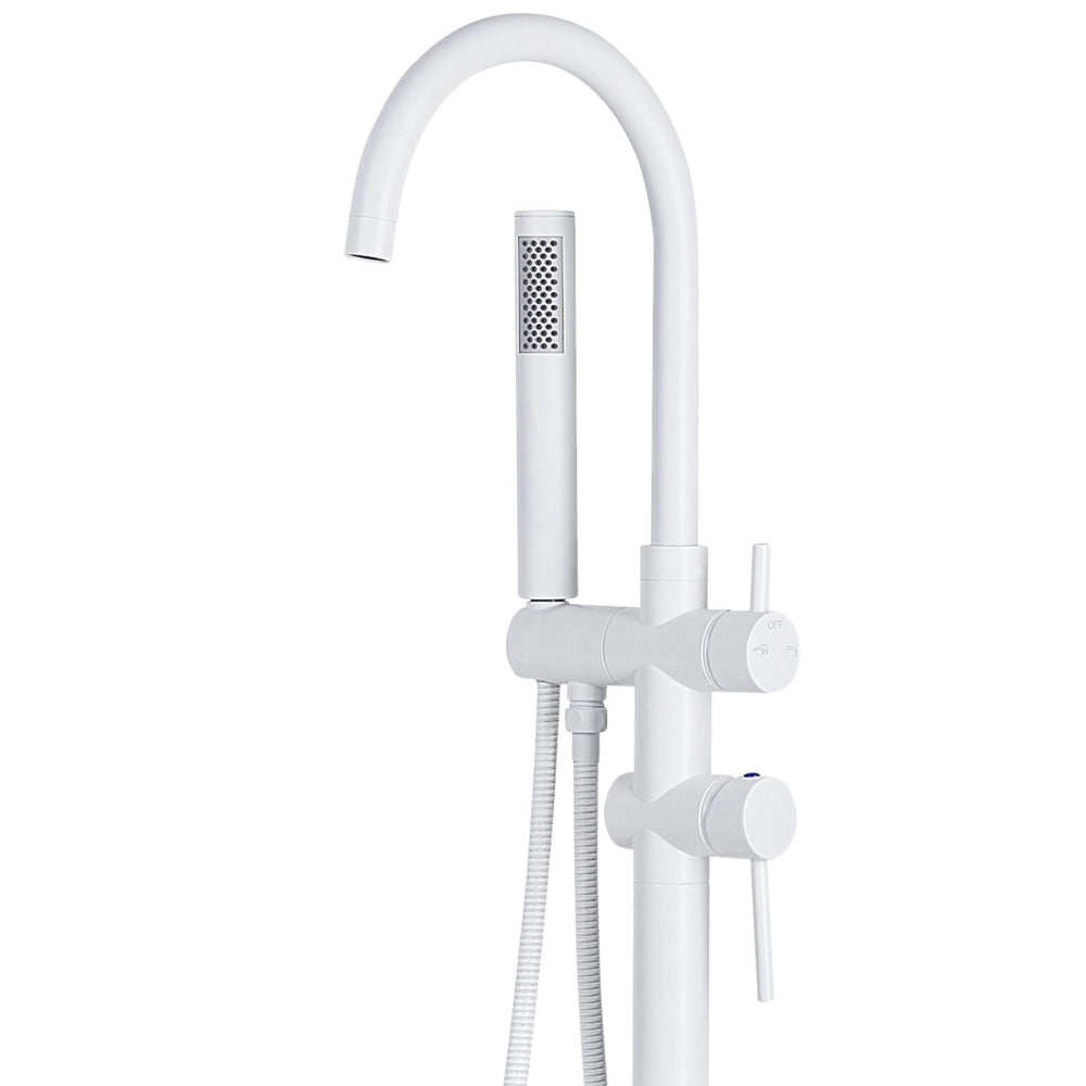 Rubinetto per vasca da bagno Rubinetto per vasca freestanding in acciaio inox in ottone bianco con doccetta Design moderno