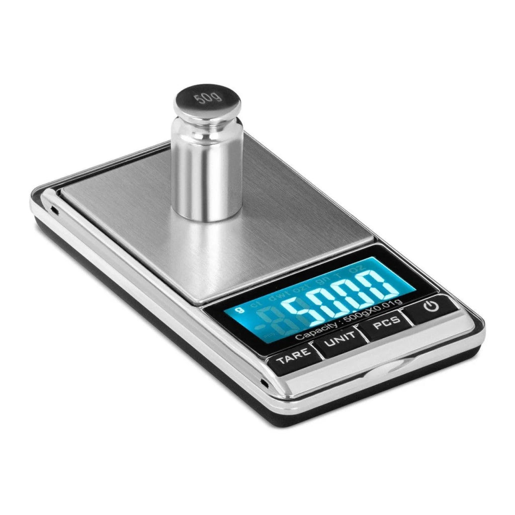 Bilancia elettronica tascabile - 500 g - 0,05 g / 200 g - 62 x 54 mm - Custodia in pelle sintetica 14_0000059