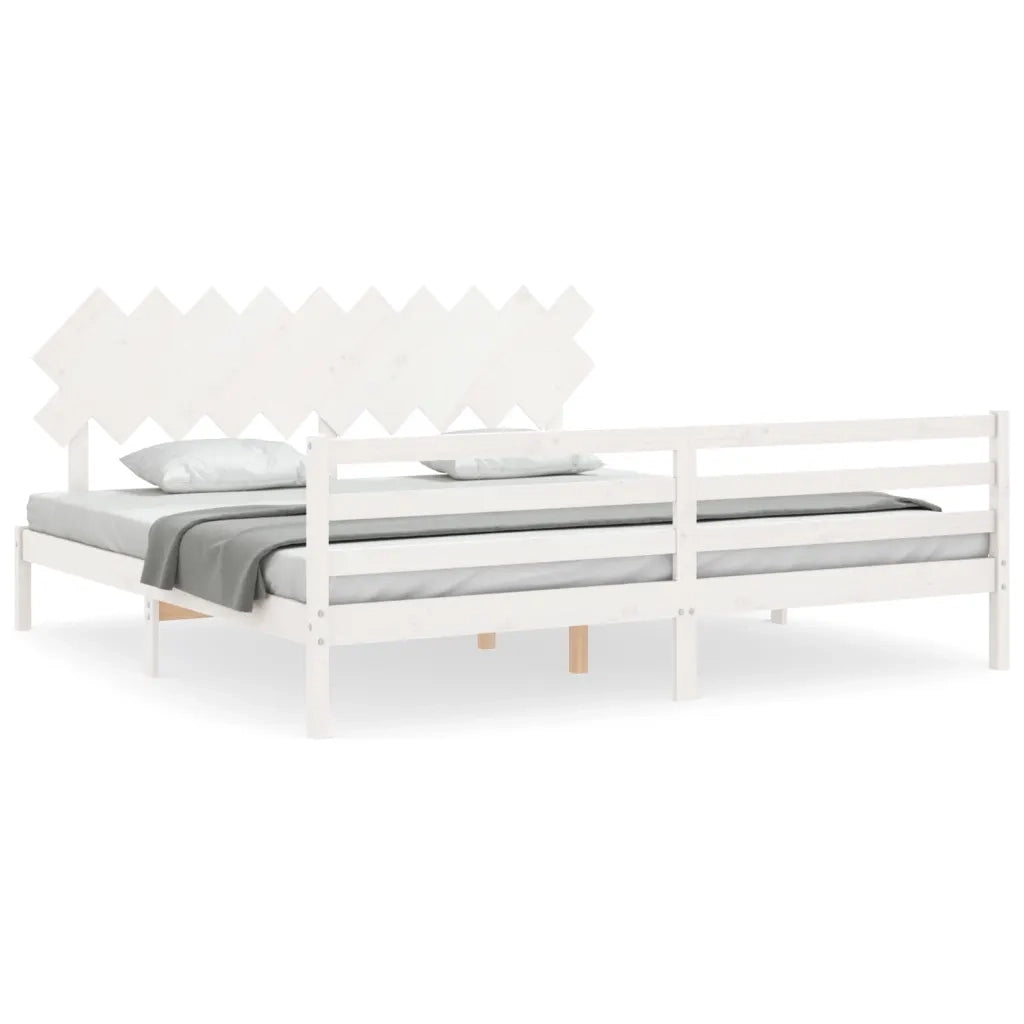Giroletto con Testiera Bianco 200x200 cm in Legno Massellocod mxl 77054